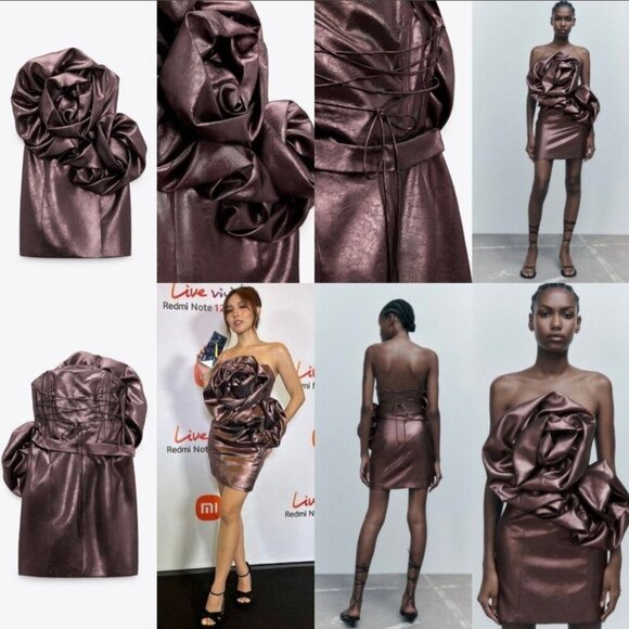 Zara fav blogger flowers voluminous dress Size M NEW WITH TAG! - Picture 7 of 15